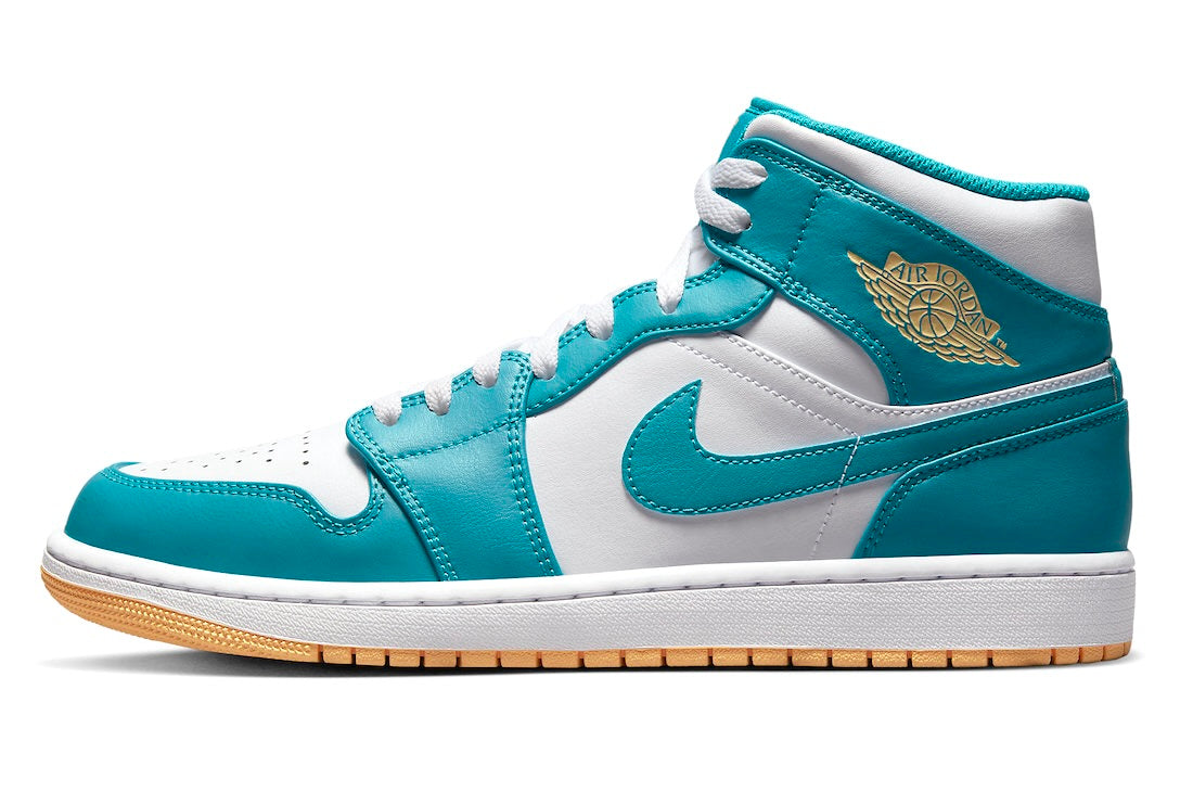 Air Jordan 1 Mid Aquatone White Celestial Gold