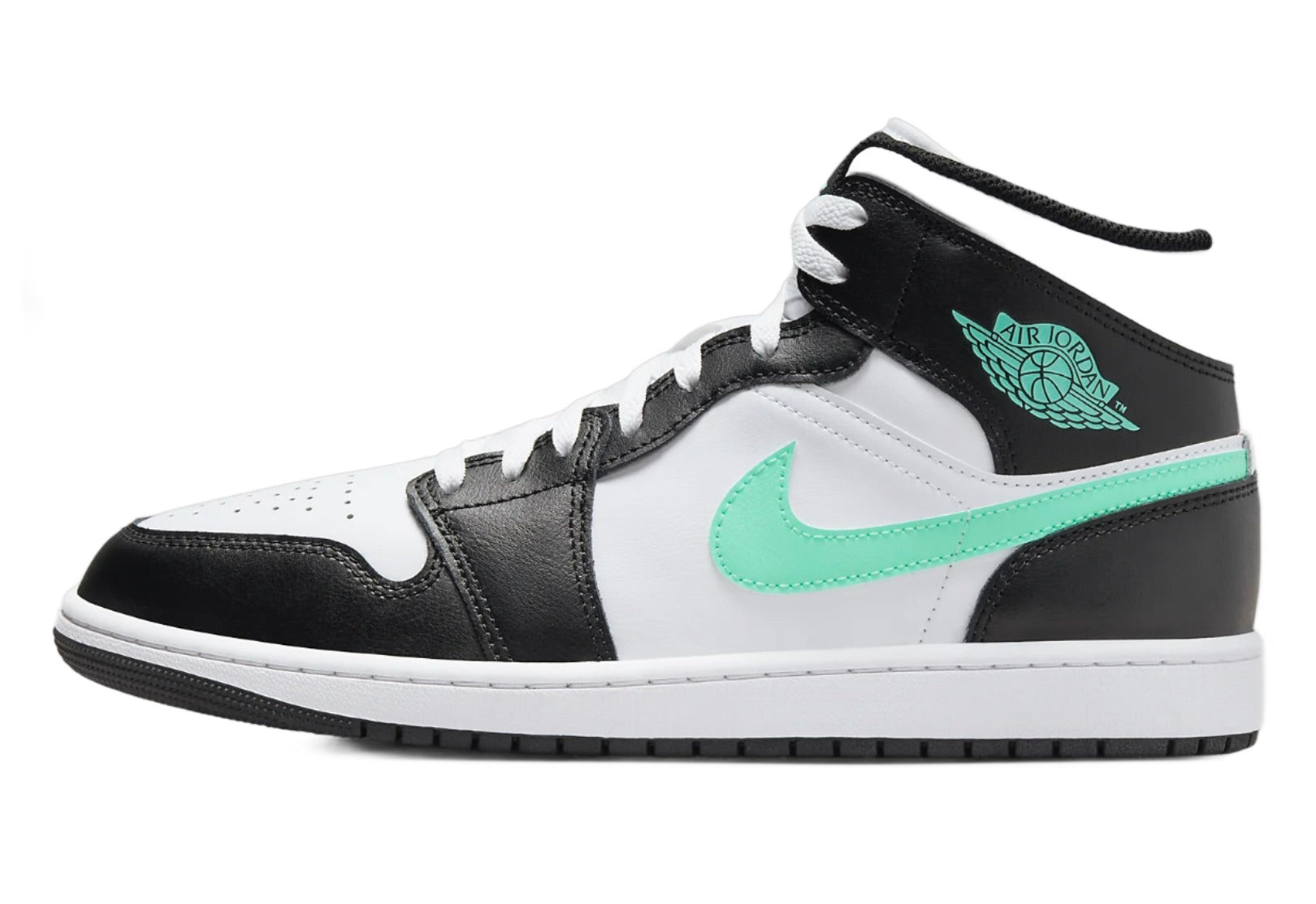 Air Jordan 1 Mid White Green Glow Black