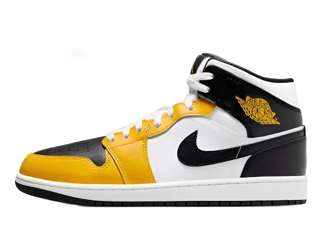 Air Jordan 1 Mid Black White Yellow Ochre